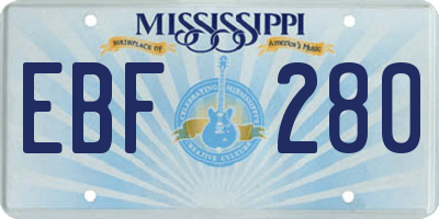 MS license plate EBF280