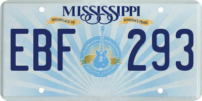 MS license plate EBF293