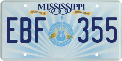 MS license plate EBF355