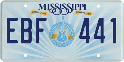 MS license plate EBF441
