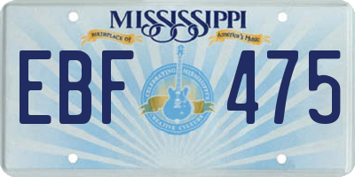 MS license plate EBF475