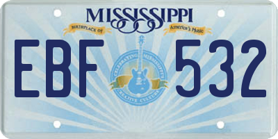 MS license plate EBF532