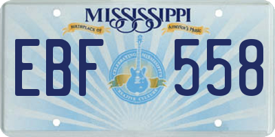 MS license plate EBF558