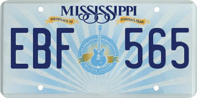 MS license plate EBF565