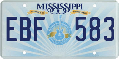 MS license plate EBF583