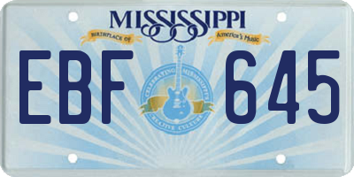 MS license plate EBF645