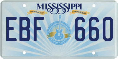 MS license plate EBF660