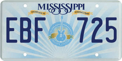MS license plate EBF725