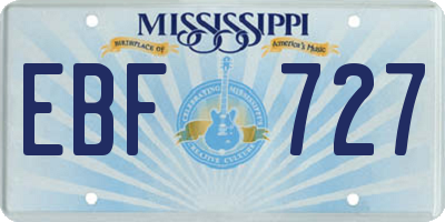 MS license plate EBF727