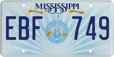 MS license plate EBF749