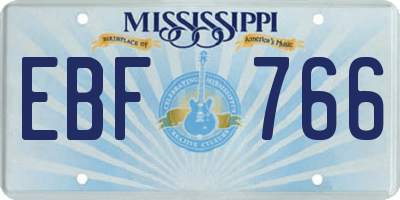 MS license plate EBF766