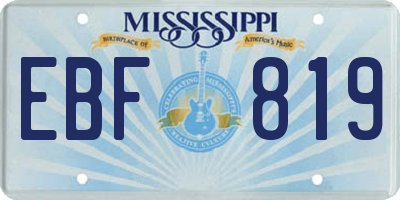 MS license plate EBF819