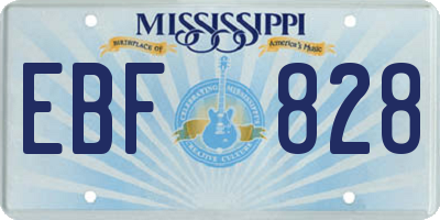 MS license plate EBF828