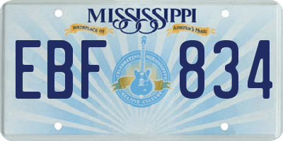 MS license plate EBF834