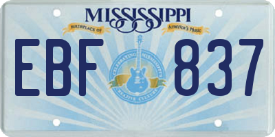 MS license plate EBF837