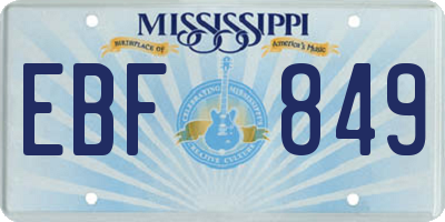 MS license plate EBF849