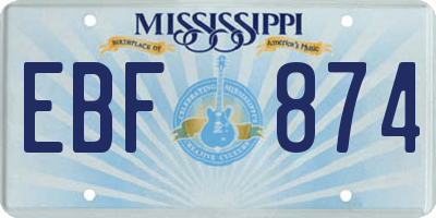 MS license plate EBF874