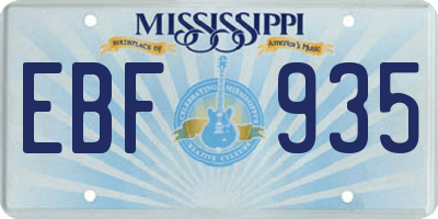 MS license plate EBF935