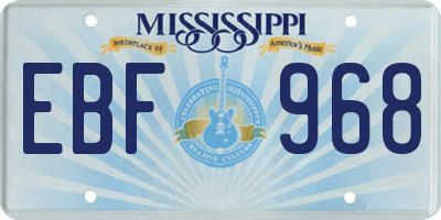 MS license plate EBF968