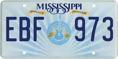 MS license plate EBF973