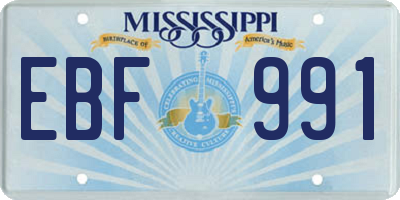 MS license plate EBF991