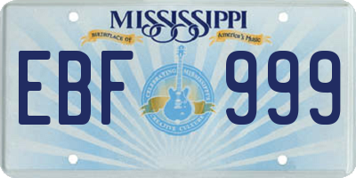 MS license plate EBF999