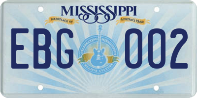 MS license plate EBG002