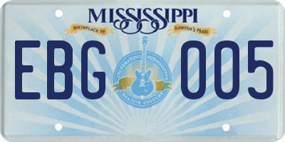 MS license plate EBG005