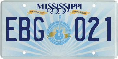 MS license plate EBG021