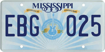MS license plate EBG025