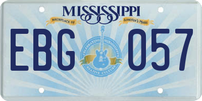 MS license plate EBG057