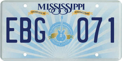 MS license plate EBG071