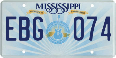 MS license plate EBG074