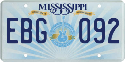 MS license plate EBG092