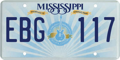 MS license plate EBG117