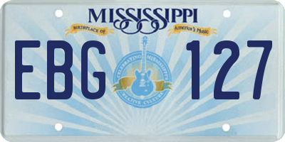 MS license plate EBG127