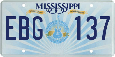 MS license plate EBG137