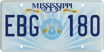 MS license plate EBG180