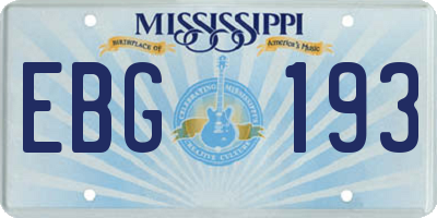 MS license plate EBG193