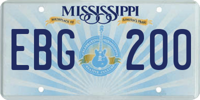 MS license plate EBG200