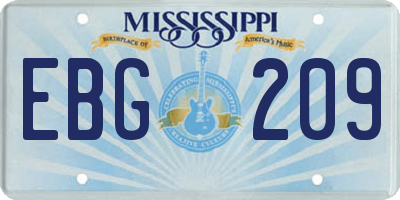 MS license plate EBG209