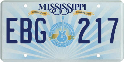 MS license plate EBG217