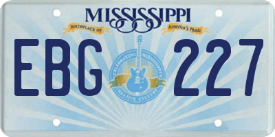 MS license plate EBG227