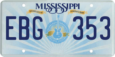 MS license plate EBG353