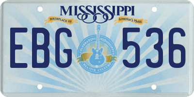 MS license plate EBG536