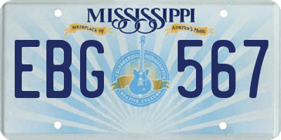 MS license plate EBG567