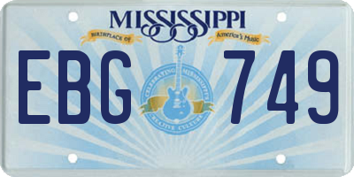 MS license plate EBG749