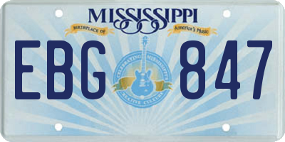 MS license plate EBG847