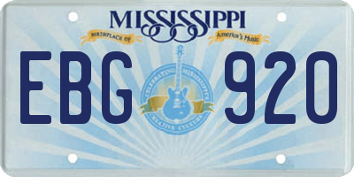 MS license plate EBG920