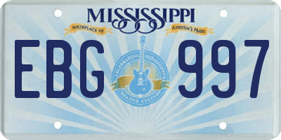 MS license plate EBG997